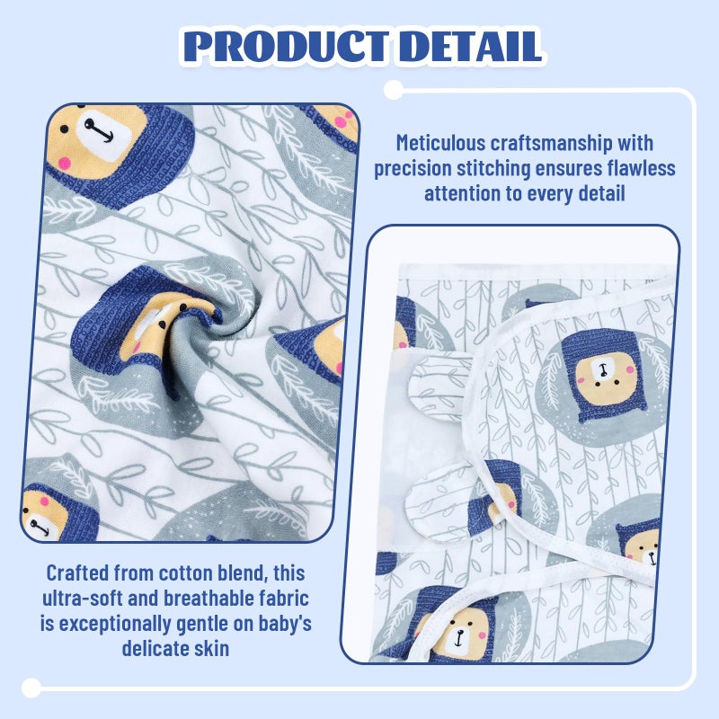 Cinaci 2 Pack Adjustable Soft Cotton Blend Newborn Baby Receiving Swaddle Blankets Sleep Sacks with Nursery Hats Caps Beanies Bonnets for Baby Girls Boys Newborns Infants - Image 3