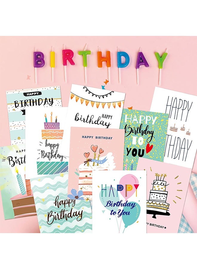 GIFT 20 Funny Happy Birthday Cards Bulk with Envelopes & Stickers Blank Greeting Card 4"x6" for Office Kids, Women, Men, Friends, Family, Work, and Office (Watercolor) - Image 3