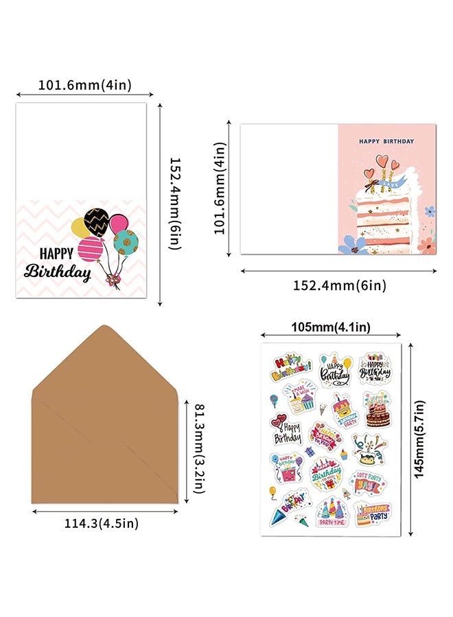 GIFT 20 Funny Happy Birthday Cards Bulk with Envelopes & Stickers Blank Greeting Card 4"x6" for Office Kids, Women, Men, Friends, Family, Work, and Office (Watercolor) - Image 2