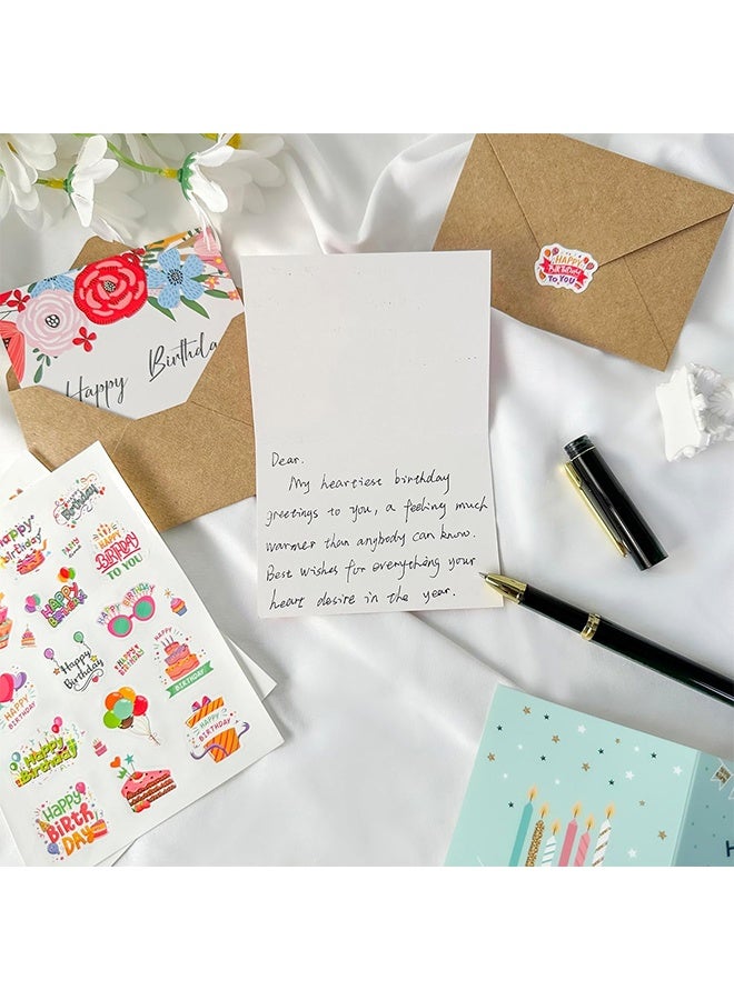 GIFT 20 Funny Happy Birthday Cards Bulk with Envelopes & Stickers Blank Greeting Card 4"x6" for Office Kids, Women, Men, Friends, Family, Work, and Office (Watercolor) - Image 5