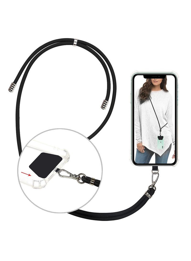 SYOSI Phone Lanyard, Universal Cell Phone Lanyard with Adjustable Nylon Neck Strap, Phone Tether Safety Strap Compatible with Most Smartphones with Full Coverage Case (Black)  - Image 1