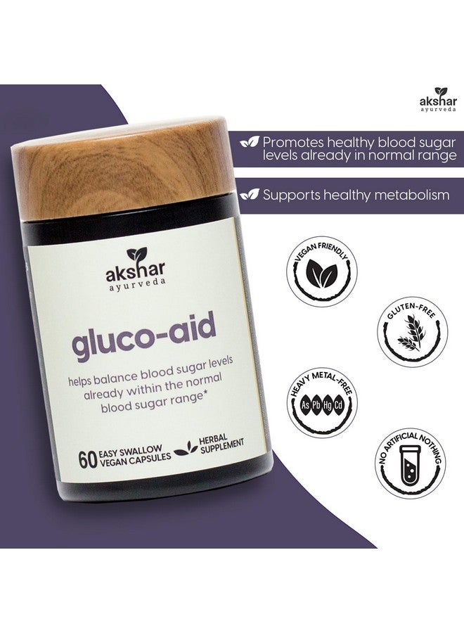 AKSHAR Ayurveda Gluco Support Supplement with Gymnema, Bitter Melon, Turmeric & More, Supports Healthy Levels(60 Capsules) - Image 2