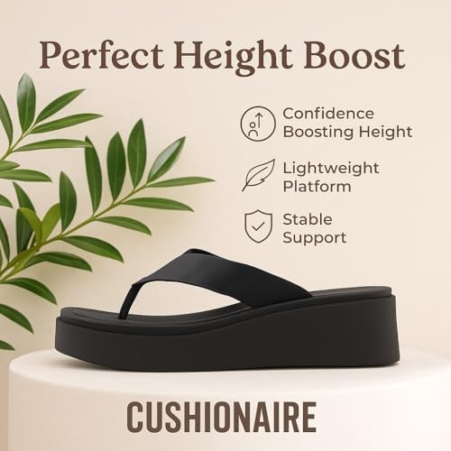 CUSHIONAIRE Women's Pippin thong platform sandal with +Memory Foam, Black 8 - Image 3