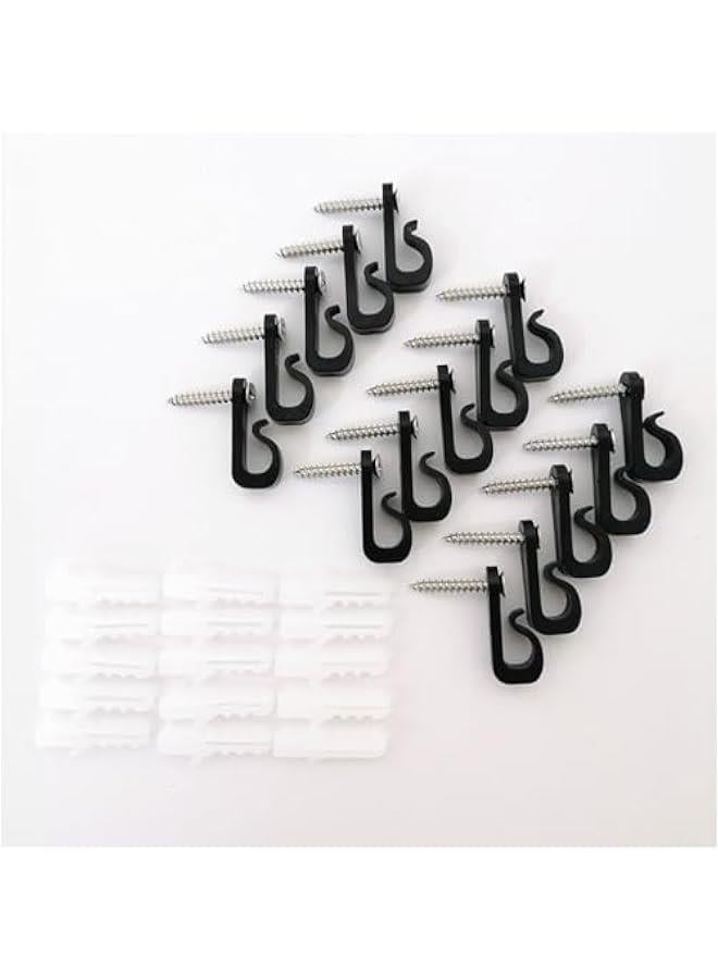 Indoor Outdoor Light Hanger Hooks,10 Sets Screw Hooks Clips for Hanging String Lights Fairy Lights Patio Light (Black) - Image 3