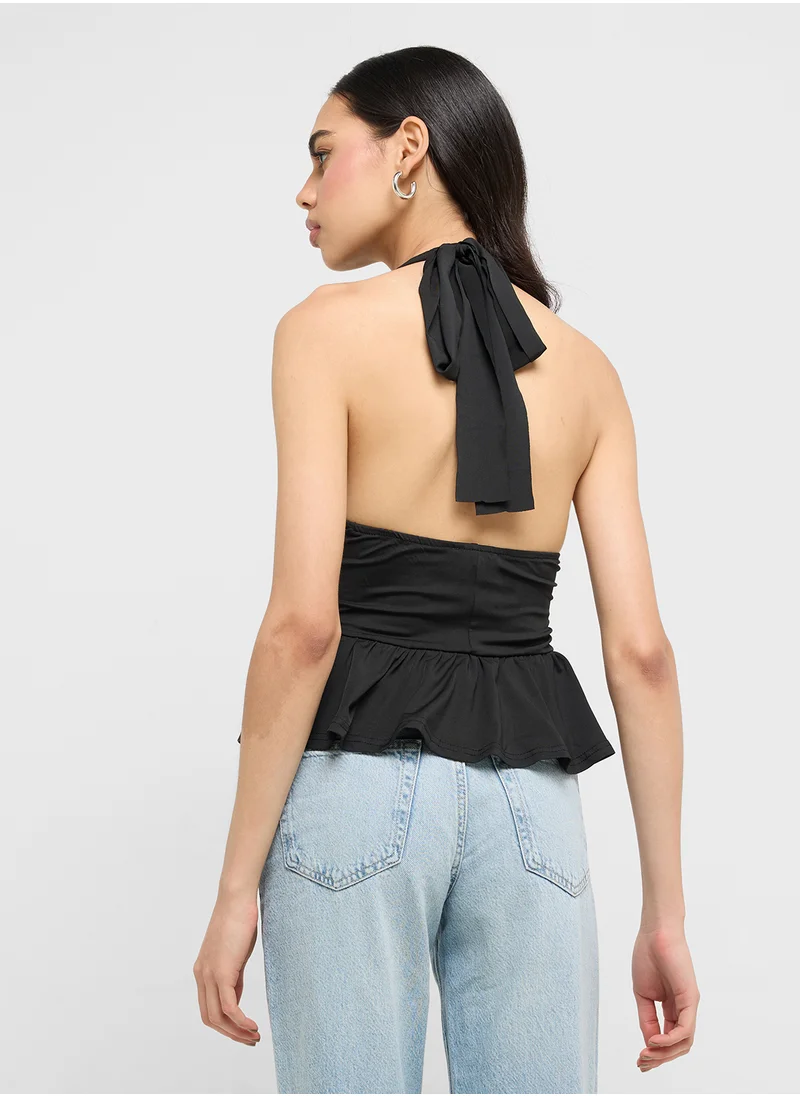 جينجر Halter Neck Top With Rivet Detail