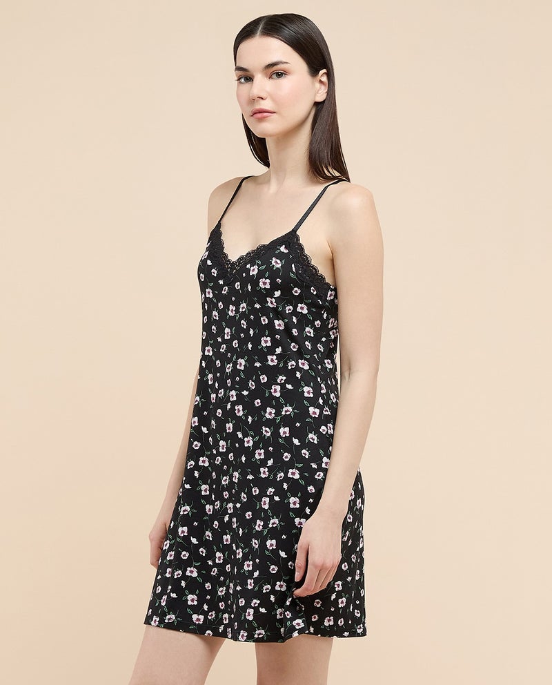 R&B Printed Strappy Nightdress with V-Neck - Image 4