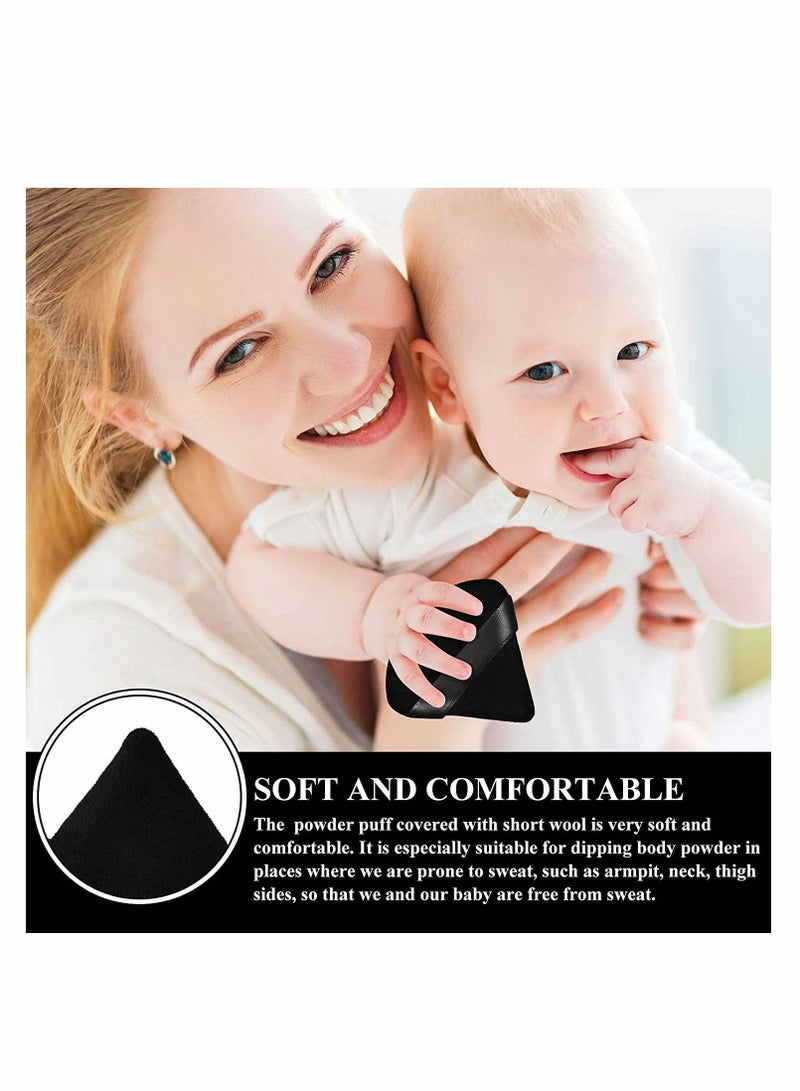 KASTWAVE Pure Powder Puff Face Triangle Soft Makeup Powder Puff for Loose Powder Mineral Powder Body Powder Makeup Tool with Strap (Black - 10 Pcs) - Image 4