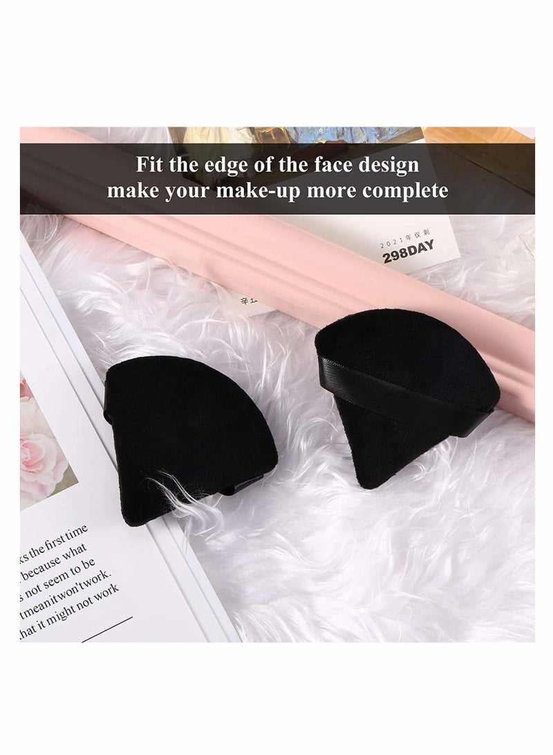 KASTWAVE Pure Powder Puff Face Triangle Soft Makeup Powder Puff for Loose Powder Mineral Powder Body Powder Makeup Tool with Strap (Black - 10 Pcs) - Image 5