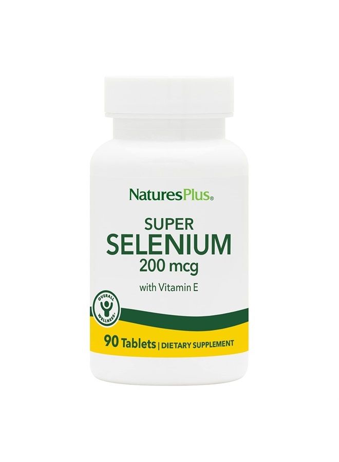 Nature's Plus NaturesPlus Super Selenium Complex - 200 mcg, 90 Vegetarian Tablets - Essential Mineral Supplement with Vitamin E - Promotes Healthy Thyroid - Antioxidant - Gluten-Free - 90 Servings - Image 1