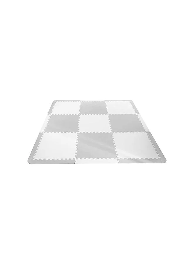Bumble & Bird 9 Pieces Baby Play Mat - Motor Skills - Educational Mat - Non - Toxic Eva Foam - Waterproof - Easy To Clean - Easy To Store - + 12 Edges - 60Cm X 60Cm X 1.2Cm - Grey