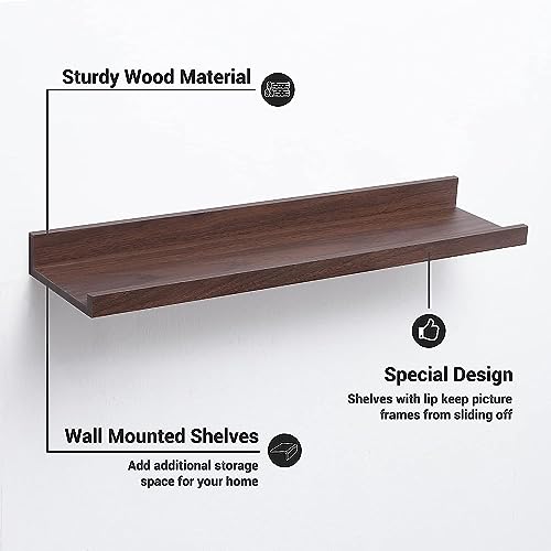 Streem Sheesham Wood Floating Shelves, Wall Shelves Set of 3, Picture Shelf Photo Ledge Shelves for Bathroom Kitchen and Bedroom,Livingroom & Office (23 inch, Walnut) - Image 3
