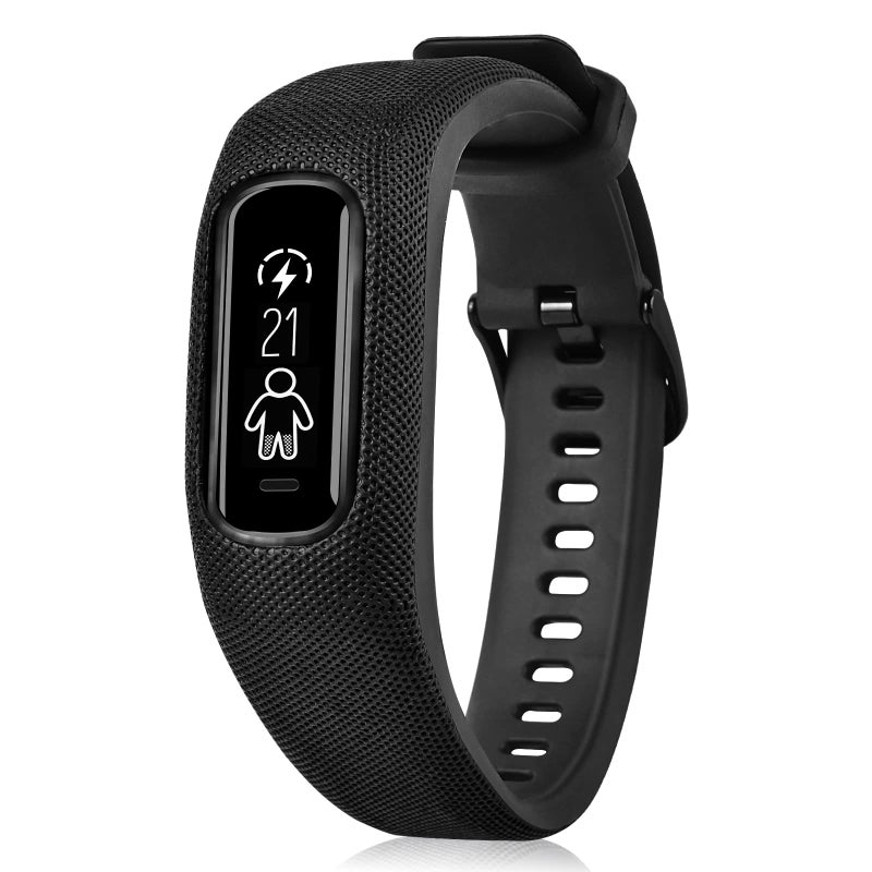 C2D JOY Strap TPU Wristband Compatible with Garmin vivosmart 4, Activity and Fitness Tracker (Black) Large - Image 1