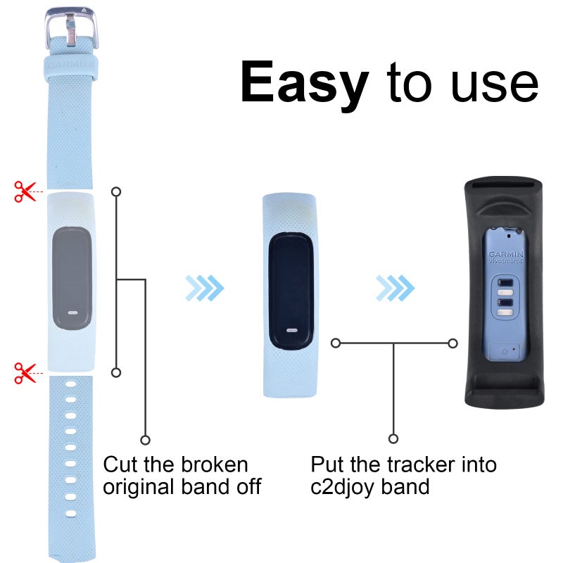 C2D JOY Strap TPU Wristband Compatible with Garmin vivosmart 4, Activity and Fitness Tracker (Black) Large - Image 2