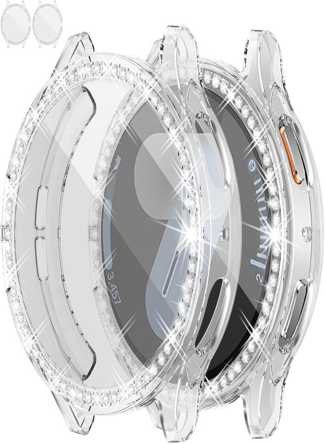 RICHONE [2Pack] RICHONE for Samsung Galaxy Watch 7 44mm Screen Protector Bling, Glitter Rhinestone Face Covers Soft Bumper Case Clear Galaxy Smart Watch7 Accessories (Transparent, SM-L310) - Image 1
