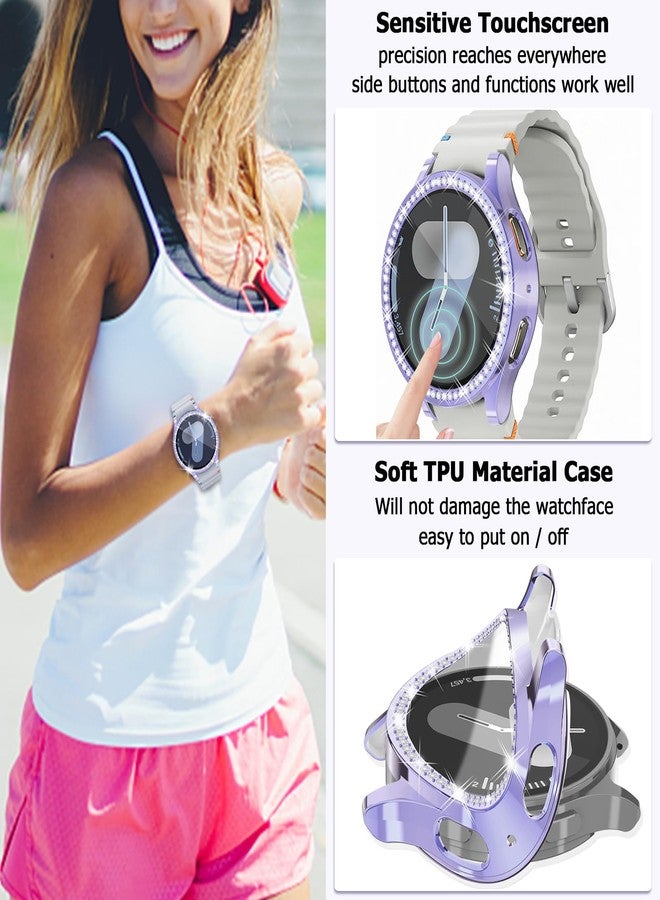 RICHONE [2Pack] RICHONE for Samsung Galaxy Watch 7 44mm Screen Protector Bling, Glitter Rhinestone Face Covers Soft Bumper Case Clear Galaxy Smart Watch7 Accessories (Transparent, SM-L310) - Image 4