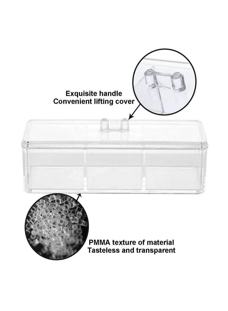SYOSI Square Qtip Holder Dispenser, 3 Compartments Cotton Ball Holder, Bathroom Canisters for Swab, Ball, Pad Organizer, Clear Acrylic Containers with Lid Vanity Countertop Rectangle and Swab Organizer - Image 4