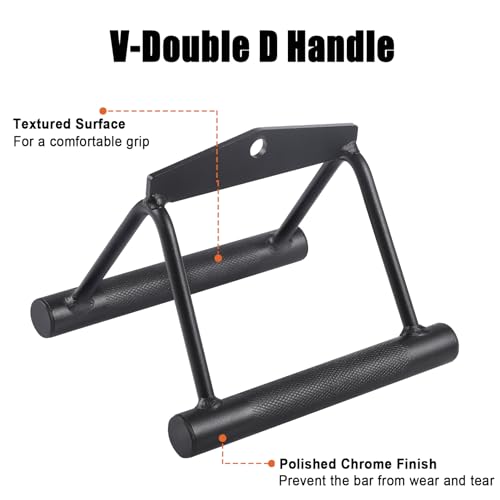 SERTT Workout Cable Machine Attachment for Home Gym, SERTT LAT Pulldown Attachments, Cable Accessories for Weight Training, Straight Pull Down Bar, Tricep Rope, Double D Row Handle, V-Shaped Bar - Image 4