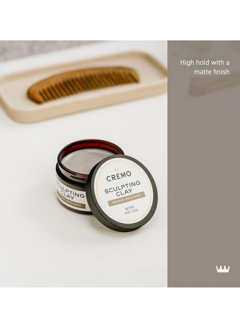 كريمو طين شعر رجالي فاخر من الدرجة الأولى لتصفيف الشعر، ذو ثبات عالي ولمسة نهائية غير لامعة، 4 أونصة - Image 2