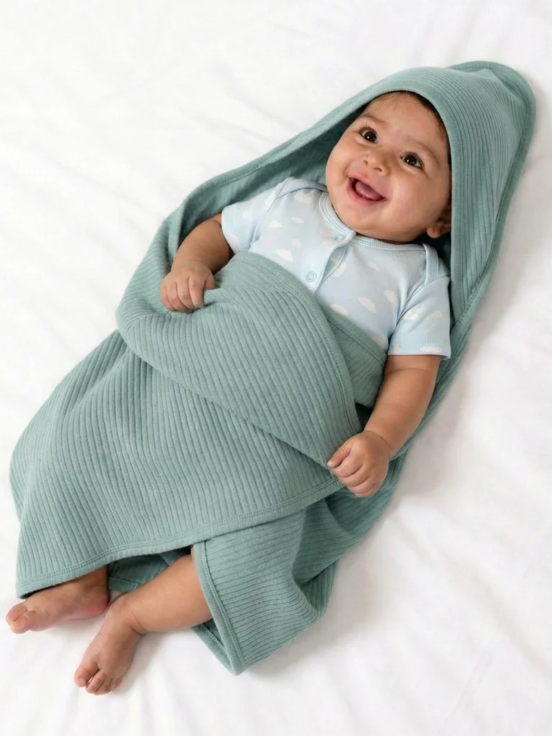 Babies Basic Babies Basic Ribbed Cotton Blanket/Swaddle