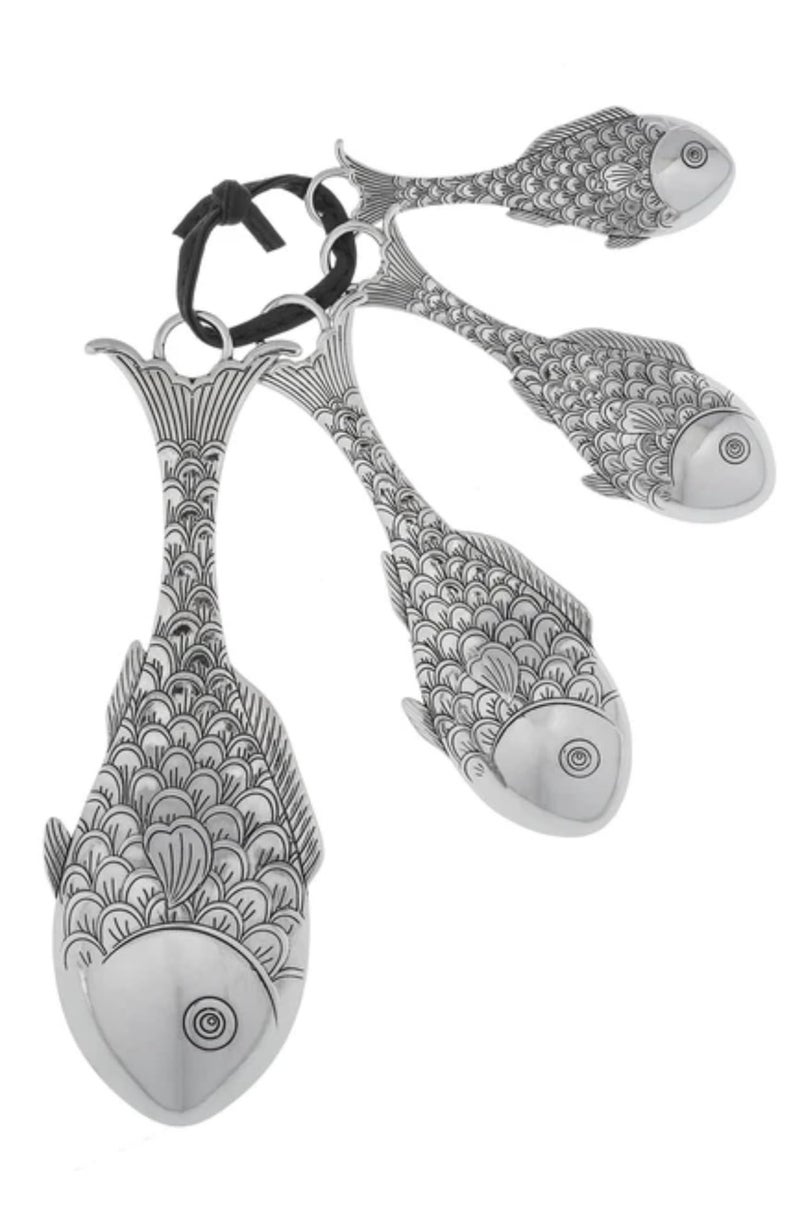 GANZ طقم جانز 4 قطع، ملعقة قياس على شكل سمكة، مقاس واحد، فضي - Image 1