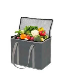 Lunch Delivery Bag Large, Insulated Shopping Bag, Reusable Cool Bag, Food Cooler Bag, Washable, Reinforced Bottom and Handles, Insulated Grocery Bags for Hot Or Cold Food(Grey)