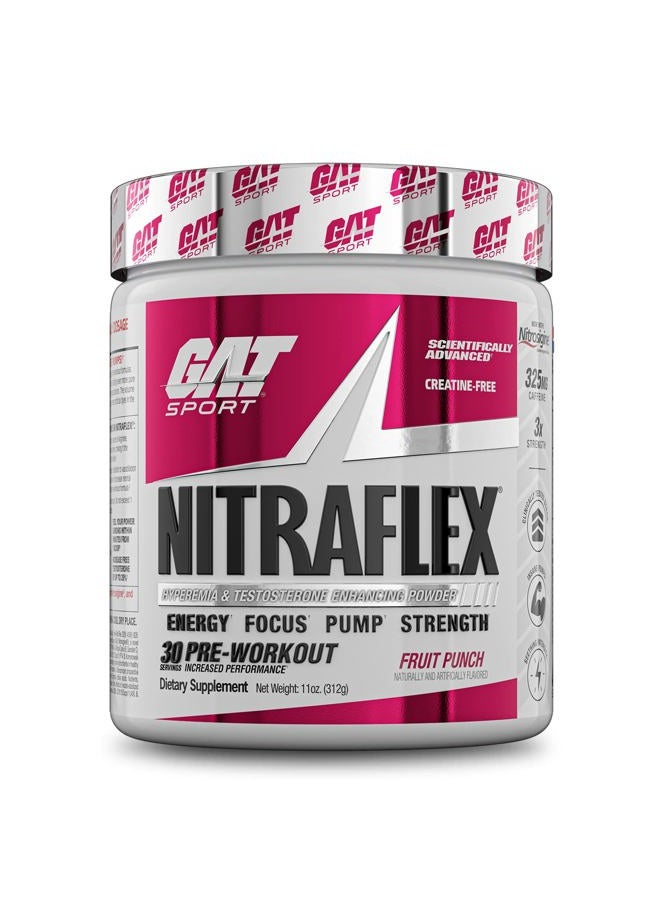 GAT SPORT Nitraflex Advanced Pre-Workout Powder, Increases Blood Flow, Boosts Strength and Energy, Improves Exercise Performance, Men & Women (Fruit Punch, 30 Servings) - Image 1