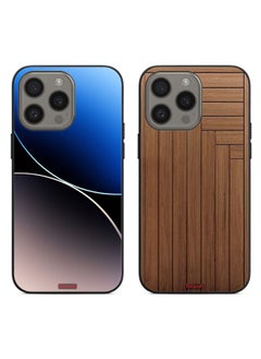 Two Cases For Apple iPhone 15 Pro Protective Covers Curve Lines and Door Pattern
