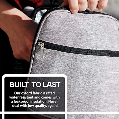 HZNOO Insulated Lunch Bag for Men & Women, Leakproof Double Zipper Lunchbox with Mesh Pockets Work Gym Camping Travel, Easy-Clean Design - Image 4