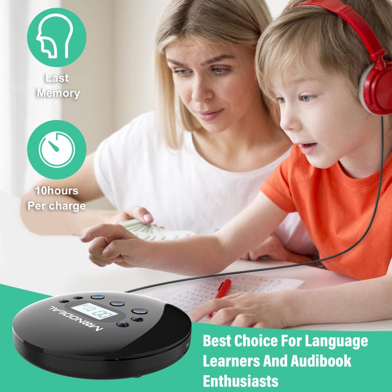 MONODEAL CD Player Portable, Portable CD Player with FM Transmitter, Rechargeable CD Player for Car for Home Travel with Anti-Skip Protection Compact CD Player with Headphones - Image 4