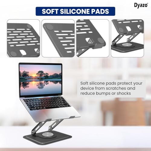 Dyazo 360° Rotating Laptop Stand | Multi Angle & Height Adjustable Tabletop Riser | Foldable Metal Holder with Anti-Slip Pads | Compatible for MacBook Air/Pro, Dell, HP, Lenovo & More (Space Grey) - Image 4