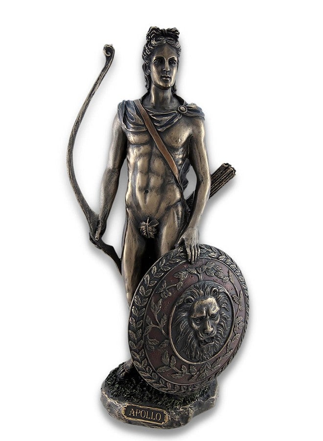 Veronese Design Greek and Roman God Apollo with Lion Head Shield and Golden Bow Bronze Finished Resin Statue - 11.5 Inches High - Amazing Detail - Hand Painted Accents - Image 1