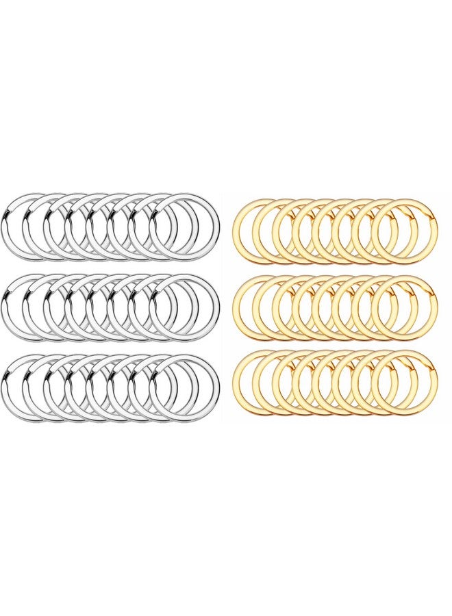 EVALUEMART 60 Pcs Round Shape Key Rings 25 MM Dia, Flat Key Chain Rings Metal Split Ring for organizing Keys(Pack of 60)(Silver 30, Golden 30) - Image 1