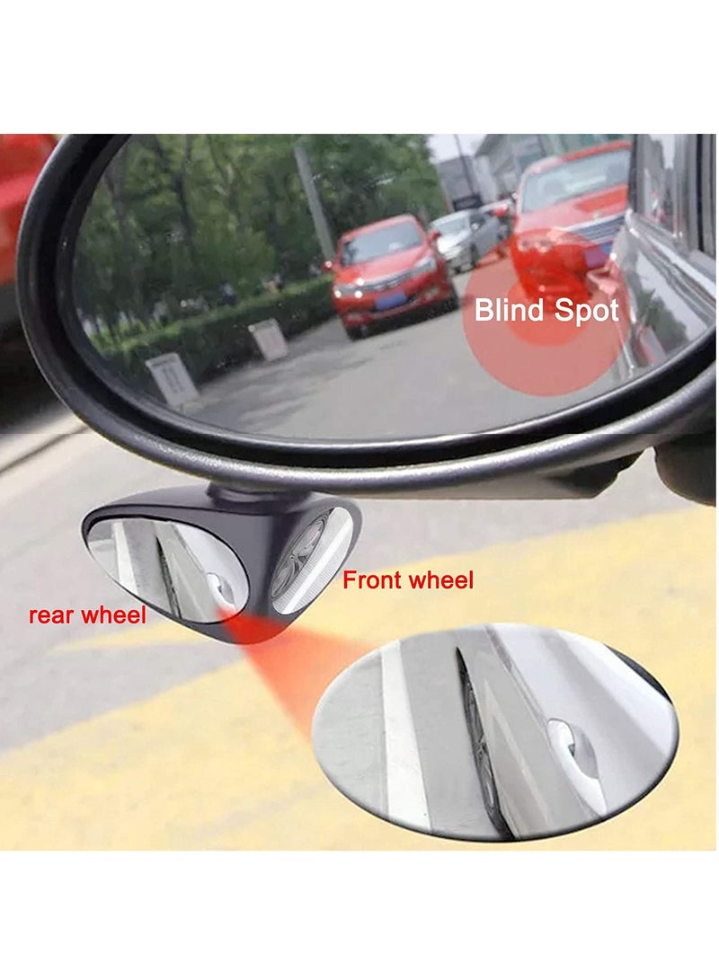 Excefore 2 in 1 Car Blind Spot Mirror 360 Rotation Adjustable HD Glass Wide Angle Convex Rear View Mirror Blind Spot - Image 2