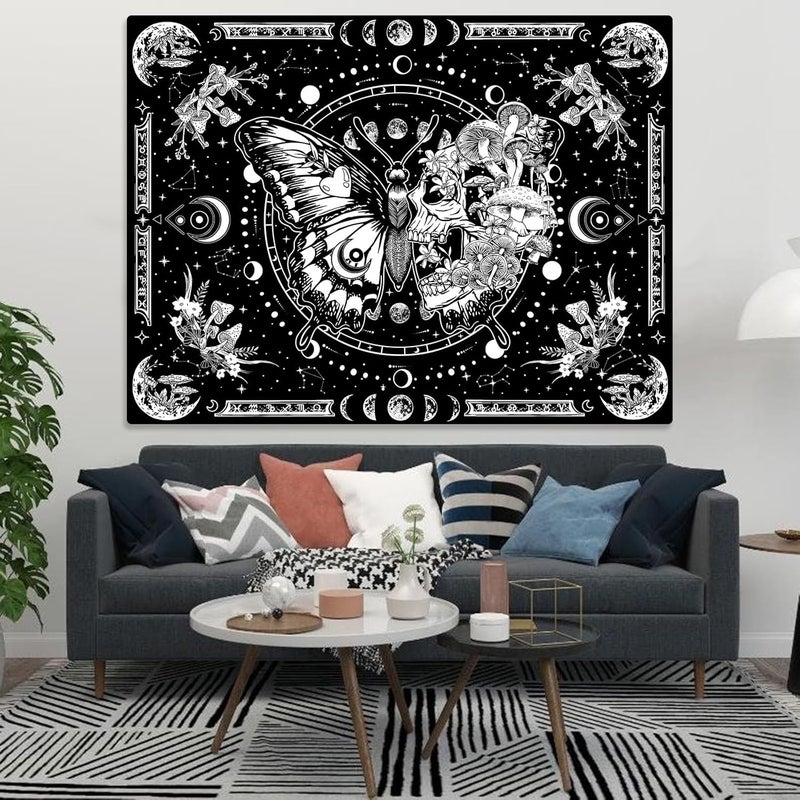 Fungarth Skull Mushroom Tapestry (Black, 60” x 44”) - Image 5