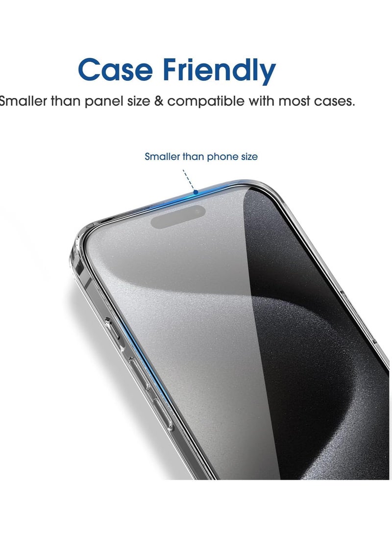 Amfilm amFilm Magnetic OneTouch 3 Pack Compatible with iPhone 15 Pro Screen Protector 6.1" Tempered Glass Accessories, Premium Easiest Installation Kit 9H HD, Case Friendly  - Image 5