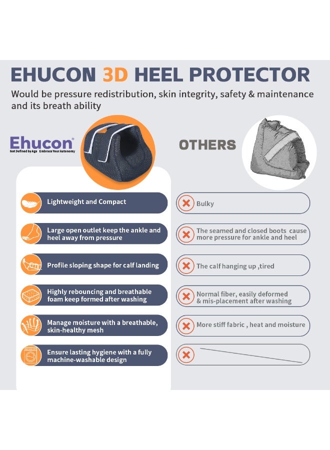 Ehucon 3D Heel Protectors for Pressure Sores,Ankle Elevation Pillow Foot Support Cushion for Bed Sores,Heel Cushions for Heel Pain Relief（Pack of 1 Count） - Image 5