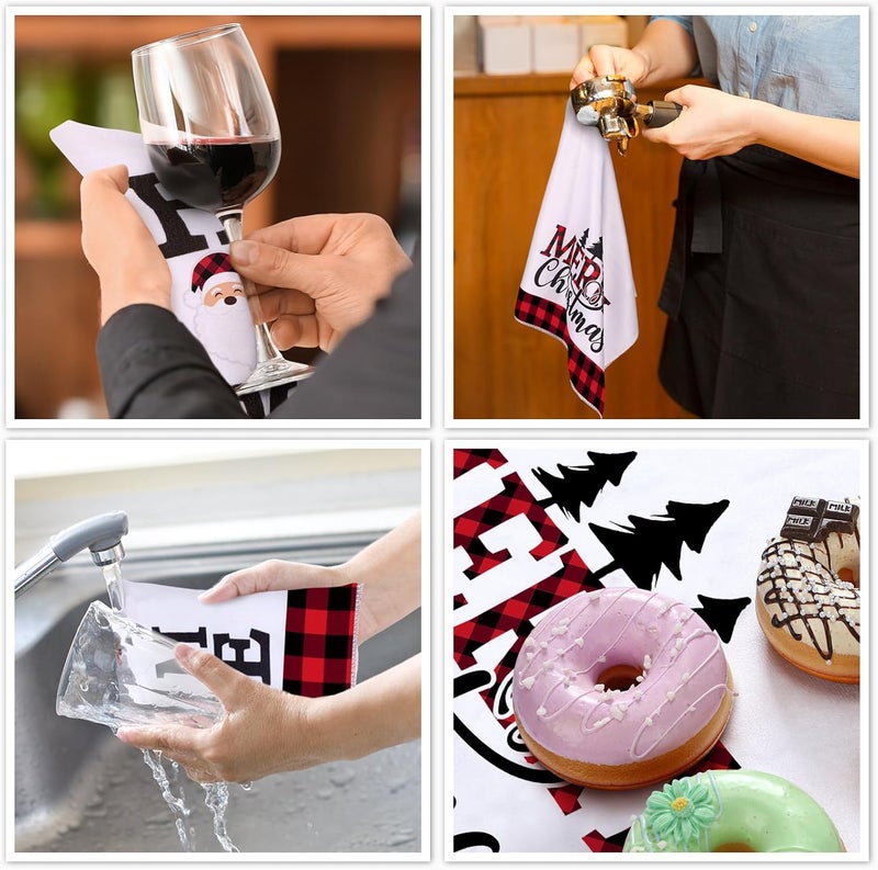 Rtteri 5 Pcs Christmas Red and Black Buffalo Plaid Kitchen Towels Oven Mitts and Pot Holders Sets Xmas Mittens Oven Glove Potholders for Winter Holiday Farmhouse Kitchen Decoration and Accessories - Image 5