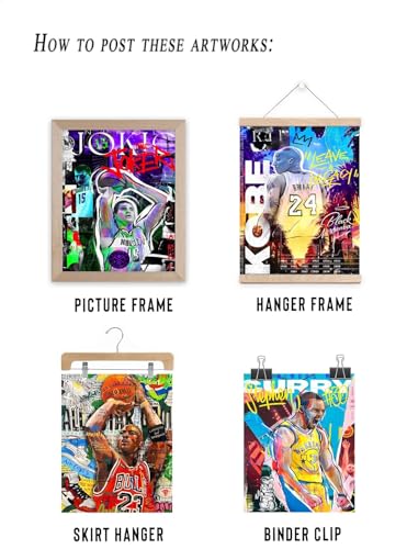 RMISODO Basketball Stars Wall Art, Prints Basketball Sports Poster, Kobe Byrant Curry James Lebron James Steph Harden Kevin Durant - Set of 9 (Unframed 8"x10") - Image 4