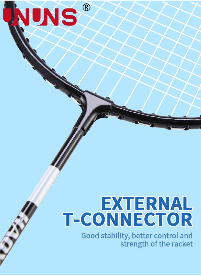 UNUNS Professional Badminton Racket,Lightweight Badminton Racket Of 2,High Tension String Full Carbon Fiber Shaft Badminton Racket With 3 Badminton Shuttlecocks 1 Racket Bag,Great For Beginner Training  - Image 4