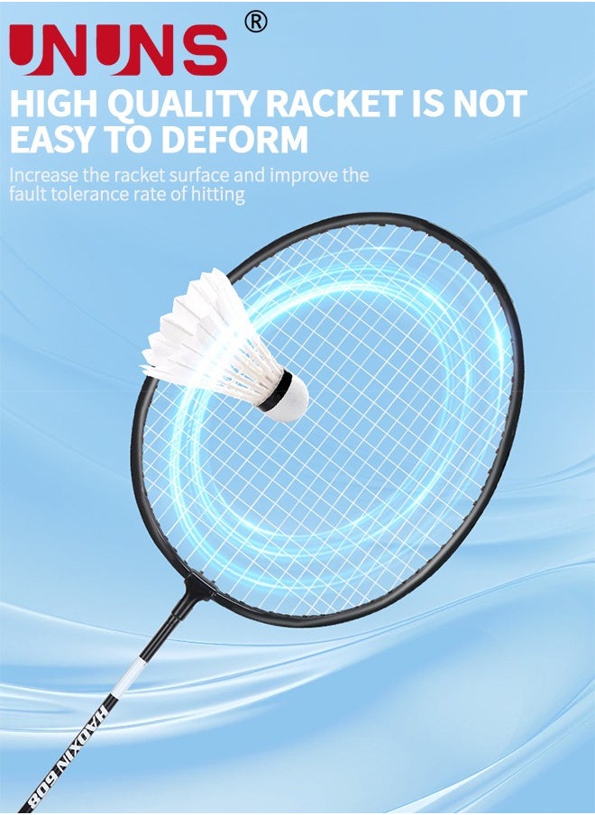 UNUNS Professional Badminton Racket,Lightweight Badminton Racket Of 2,High Tension String Full Carbon Fiber Shaft Badminton Racket With 3 Badminton Shuttlecocks 1 Racket Bag,Great For Beginner Training  - Image 3