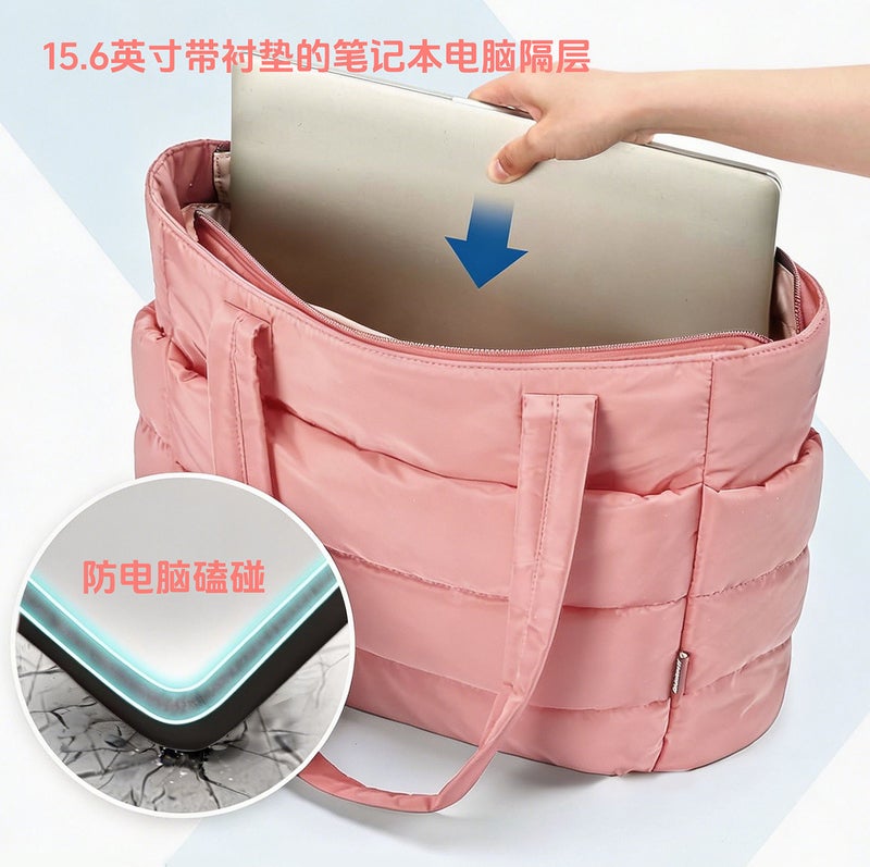 Quilted Duffel Bag for Women, Large Capacity Lightweight Travel Bag - Image 3