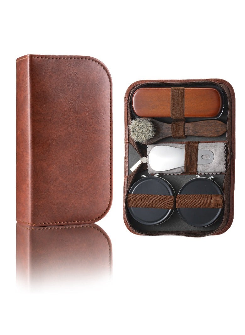 general Horsehair Shoe Brush Set, 7 Pieces Colorless Shoe Polish for General Cleaning and Maintenance Leather Shoe Brush Care Tools - Image 1