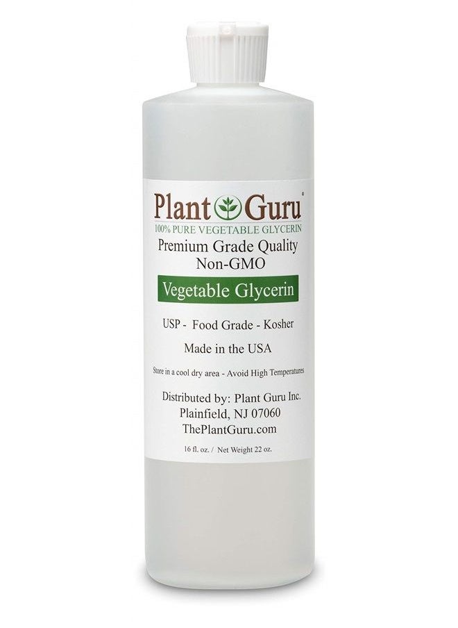 Plant Guru Vegetable Glycerine/Glycerin 16 oz. USP Food Grade Kosher - Great For Skin, Hair, Face, Body, Crafts And DIY Soap Making.  - Image 1