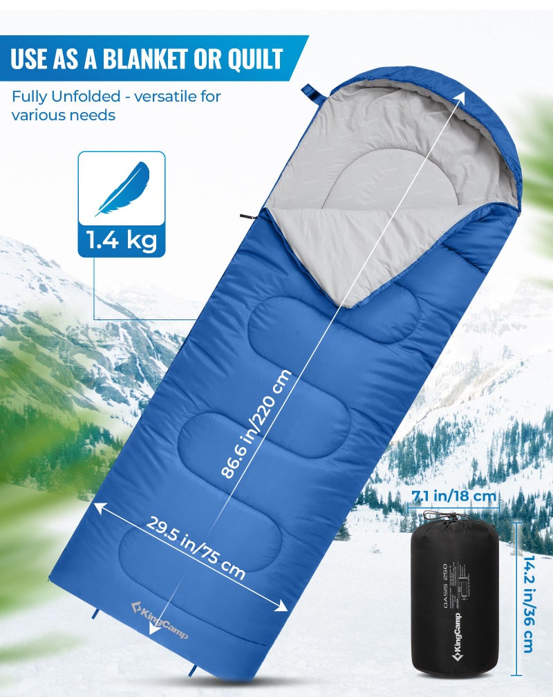 KingCamp Oasis Series Sleeping Bag with Headboard, 220 x 75 cm - Image 2