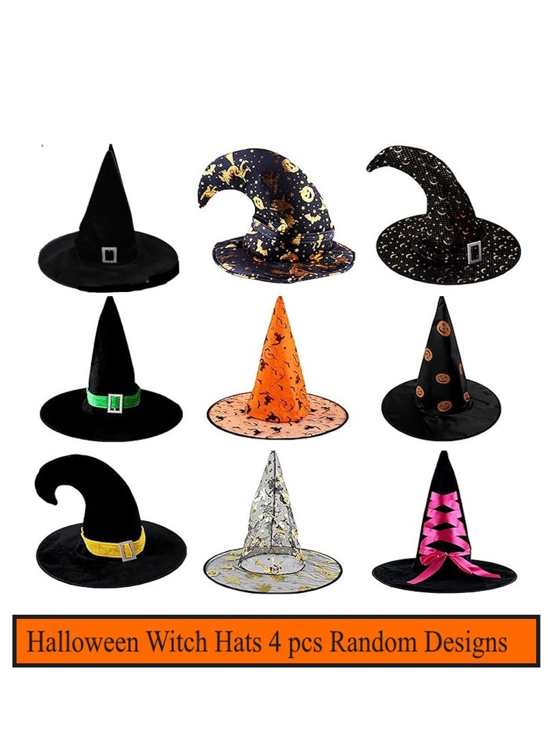 JOLLITY LLC قبعات ساحرات الهالوين بالجملة للأطفال والبالغين ملحقات حفلة السحرة زينة معلقة للحديقة والديكور الداخلي والخارجي 4 قطع - Image 1