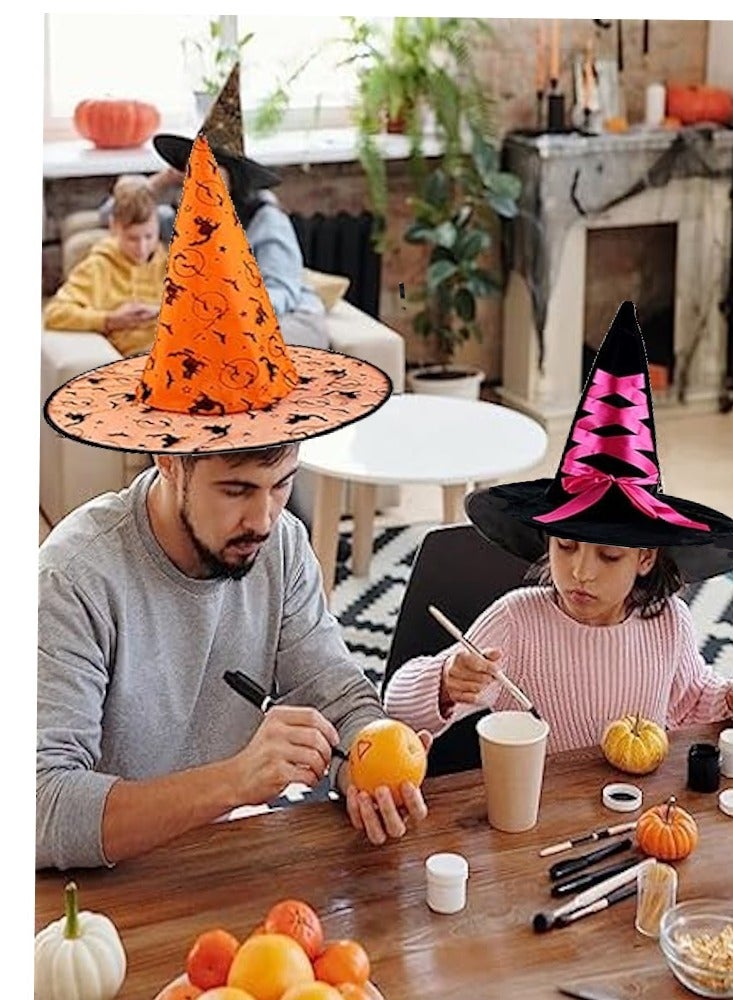 JOLLITY LLC قبعات ساحرات الهالوين بالجملة للأطفال والبالغين ملحقات حفلة السحرة زينة معلقة للحديقة والديكور الداخلي والخارجي 4 قطع - Image 2
