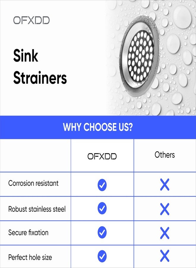 أوف إكس دي دي مصفاة حوض الاستحمام، غطاء مصفاة حوض الاستحمام، واقي الصرف، مصفاة حوض الاستحمام 3 بوصات (عبوة من قطعتين) - Image 4