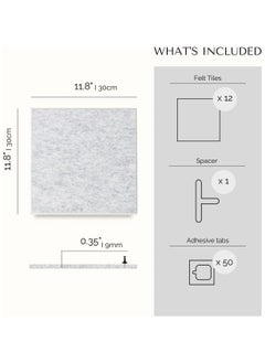 Dominy Large Bulletin Boards, 12 Pack Felt Wall Tiles with Safe Removable Adhesive Tabs and Box of Pushpins, Cork Board Alternative, Pin Board Tack Board for Office Walls (Light Grey)  - Image 5