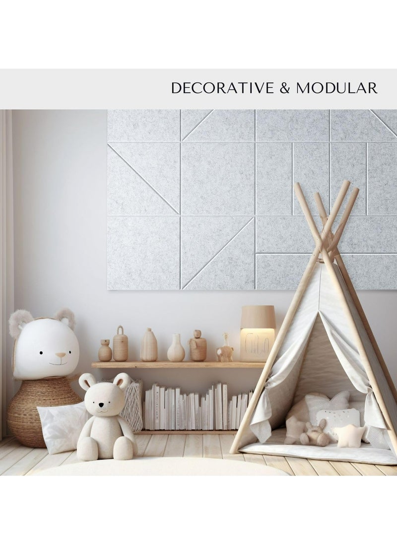 Dominy - Large Bulletin Boards, 12 Pack Felt Wall Tiles with Safe Removable Adhesive Tabs and Box of Pushpins, Cork Board Alternative, Pin Board Tack Board for Office Walls (Light Grey) - Image 1
