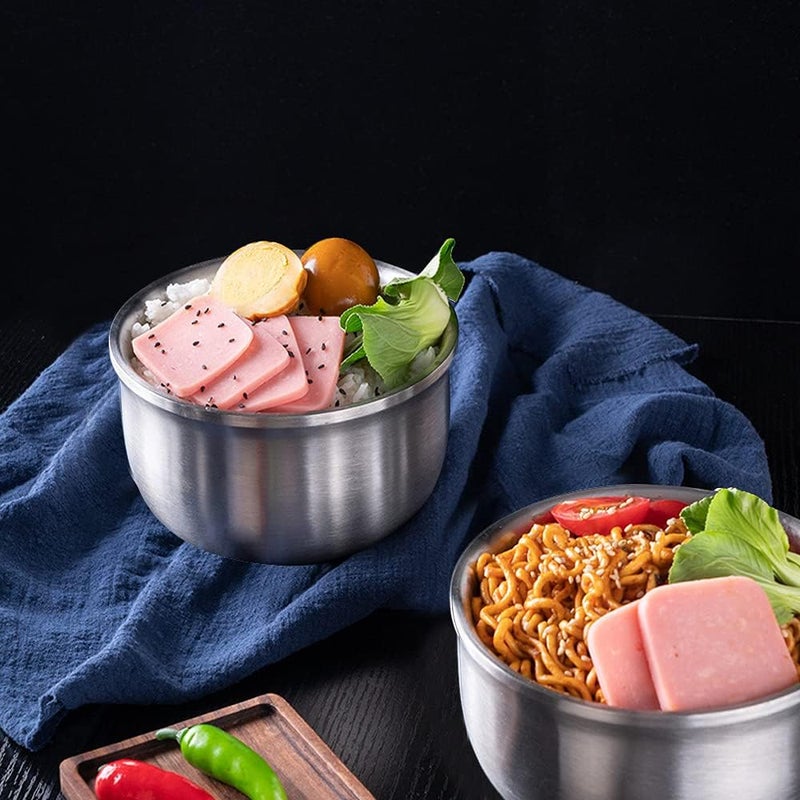 BangBoom 4 Pack 304 Stainless Steel Bowl Sets10 OZ Capacity Doublewalled Insulated Metal Bowls Lightweight Unbreakable Dinnerware in Kitchen for Rice Soup Ice Cream Serving Tableware 105CM Bowl - Image 4
